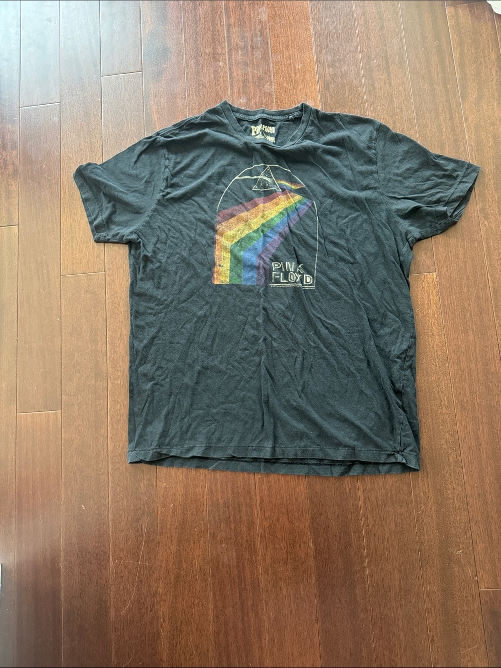 Lucky Brand Black Pink Floyd Rainbow Graphic Tee